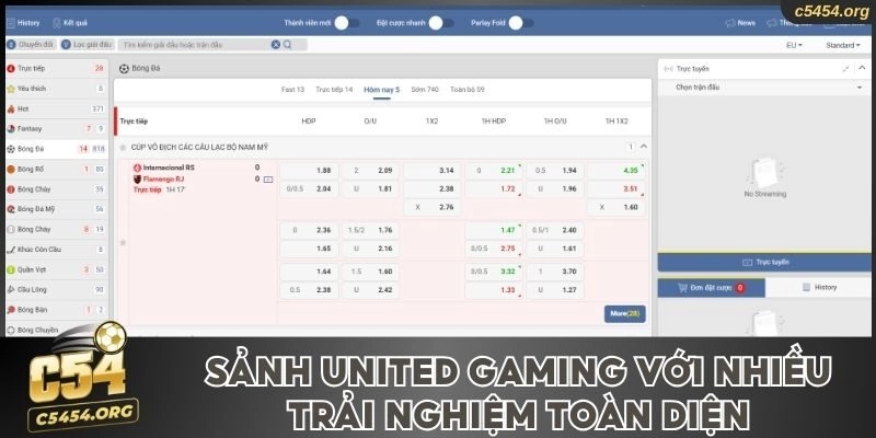 Sảnh United Gaming với nhiều trải nghiệm toàn diện